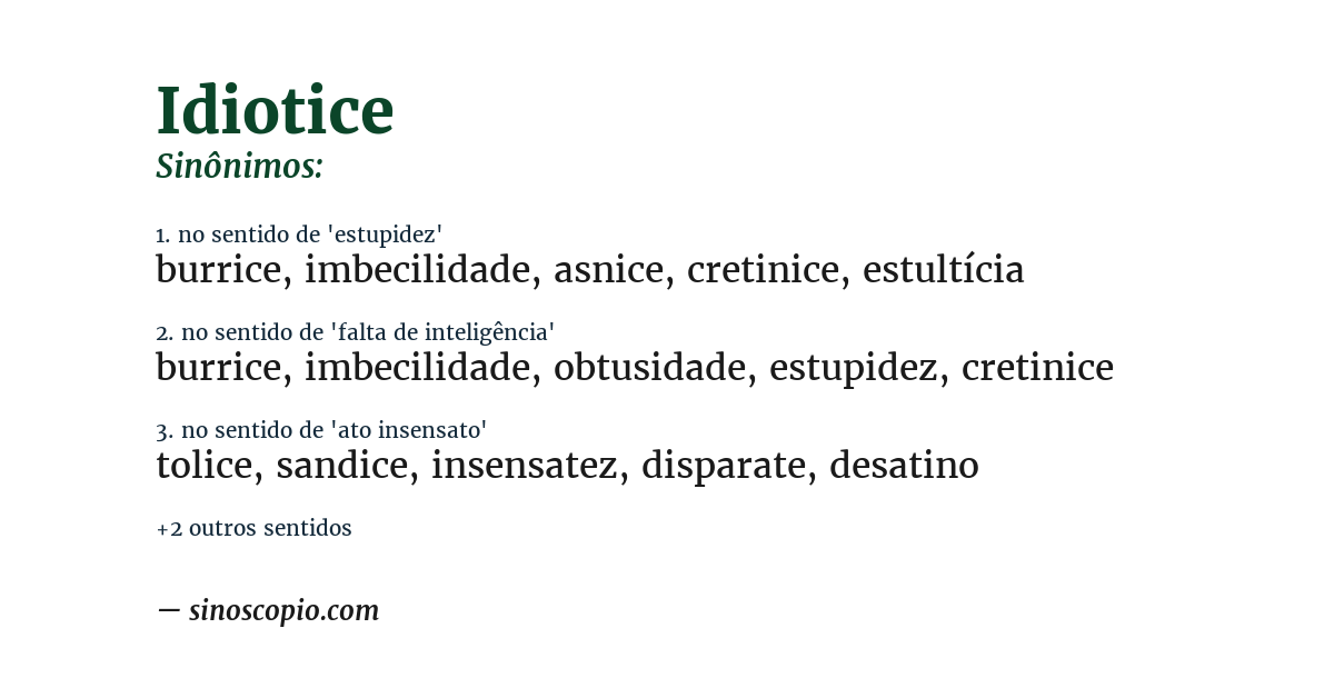 Sinônimo de idiotice