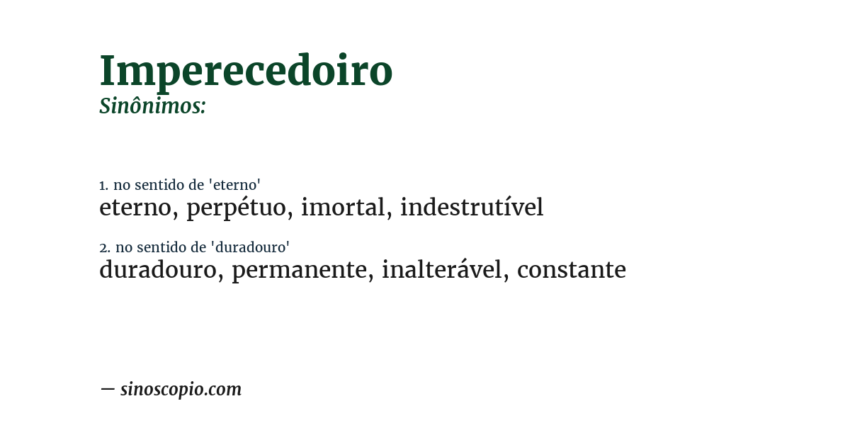 Sinônimo de imperecedoiro