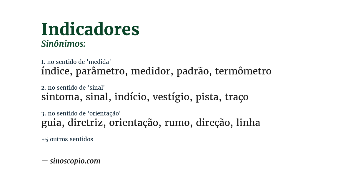 Sinônimo de indicadores