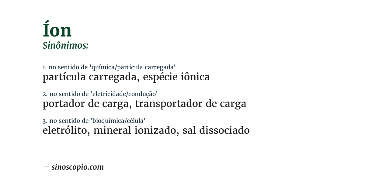 Sinônimo de íon