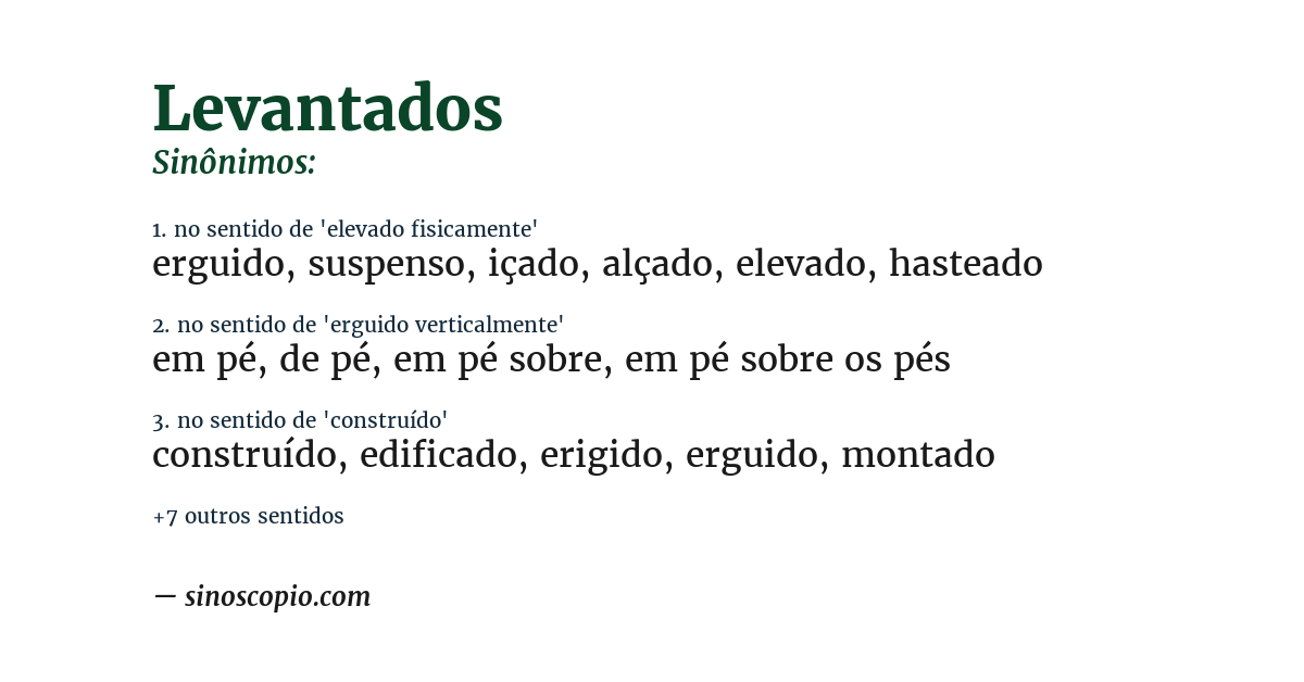 Sinônimo de levantados