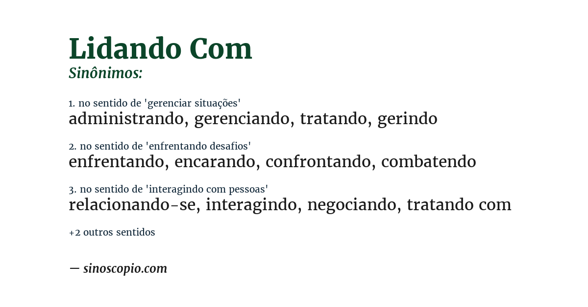 Sinônimo de lidando com