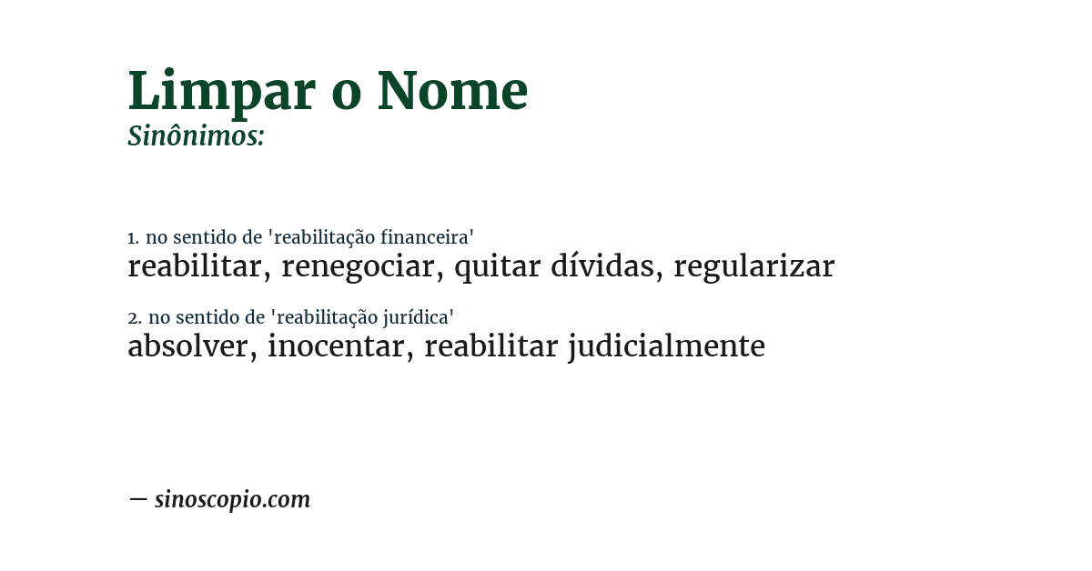 Sinônimo de limpar o nome