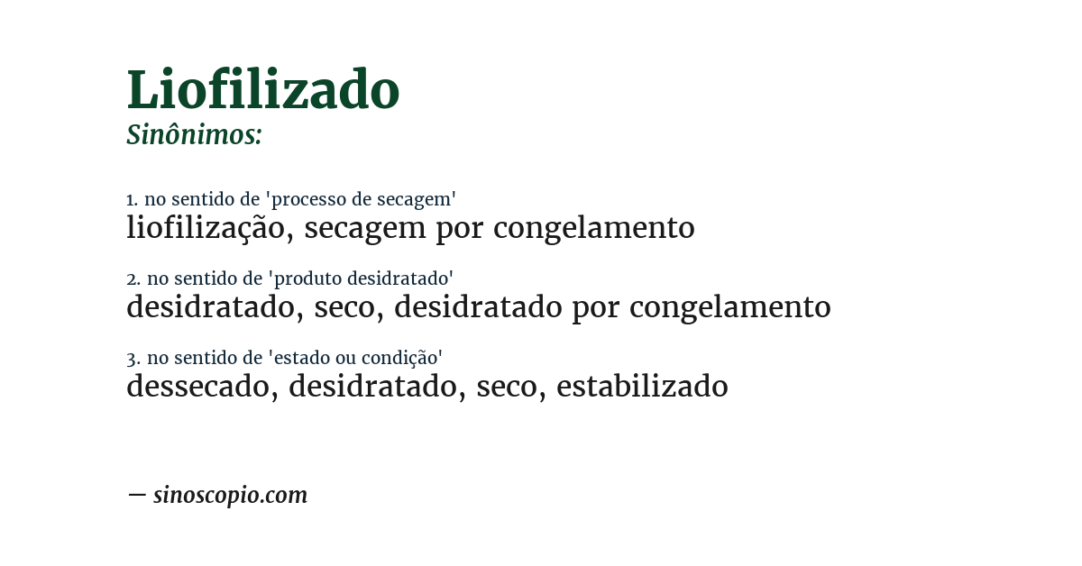 Sinônimo de liofilizado