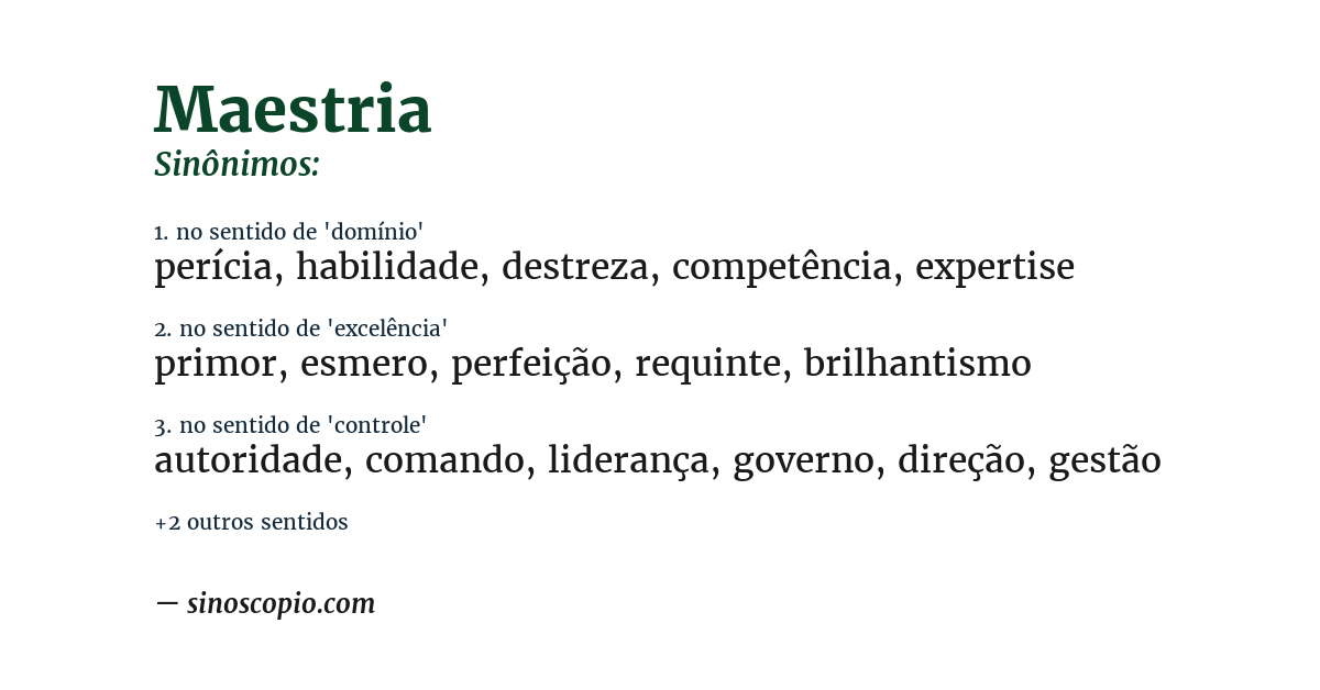 Sinônimo de maestria