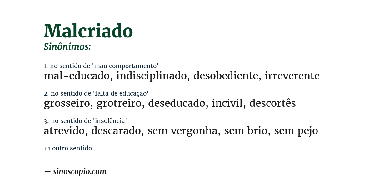 Sinônimo de malcriado