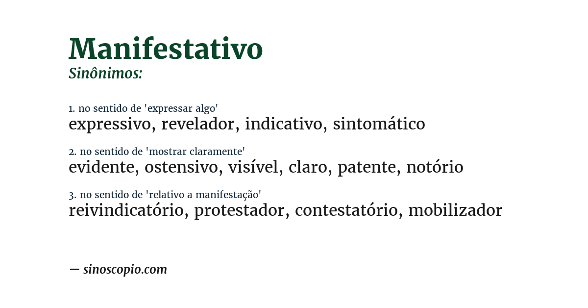 Sinônimo de manifestativo