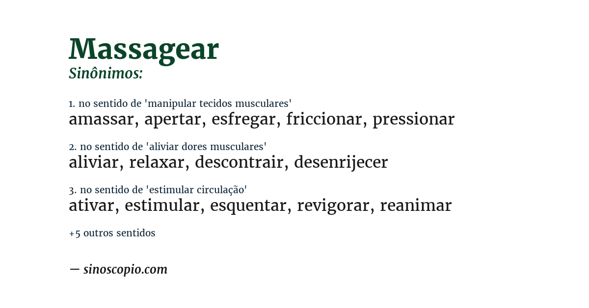 Sinônimo de massagear
