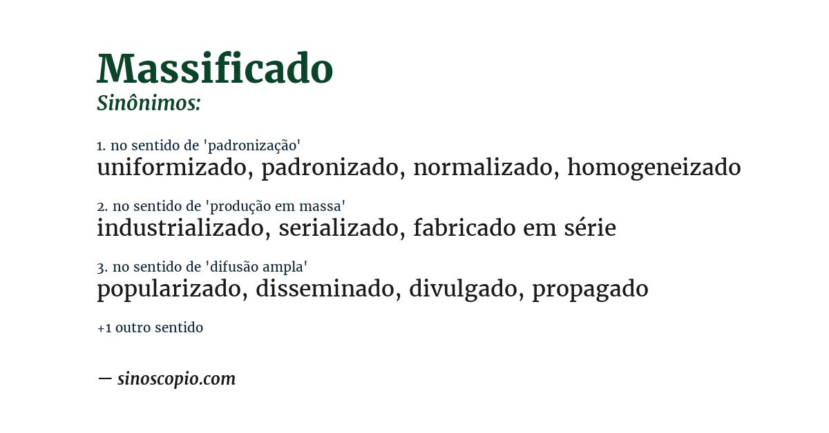 Sinônimo de massificado