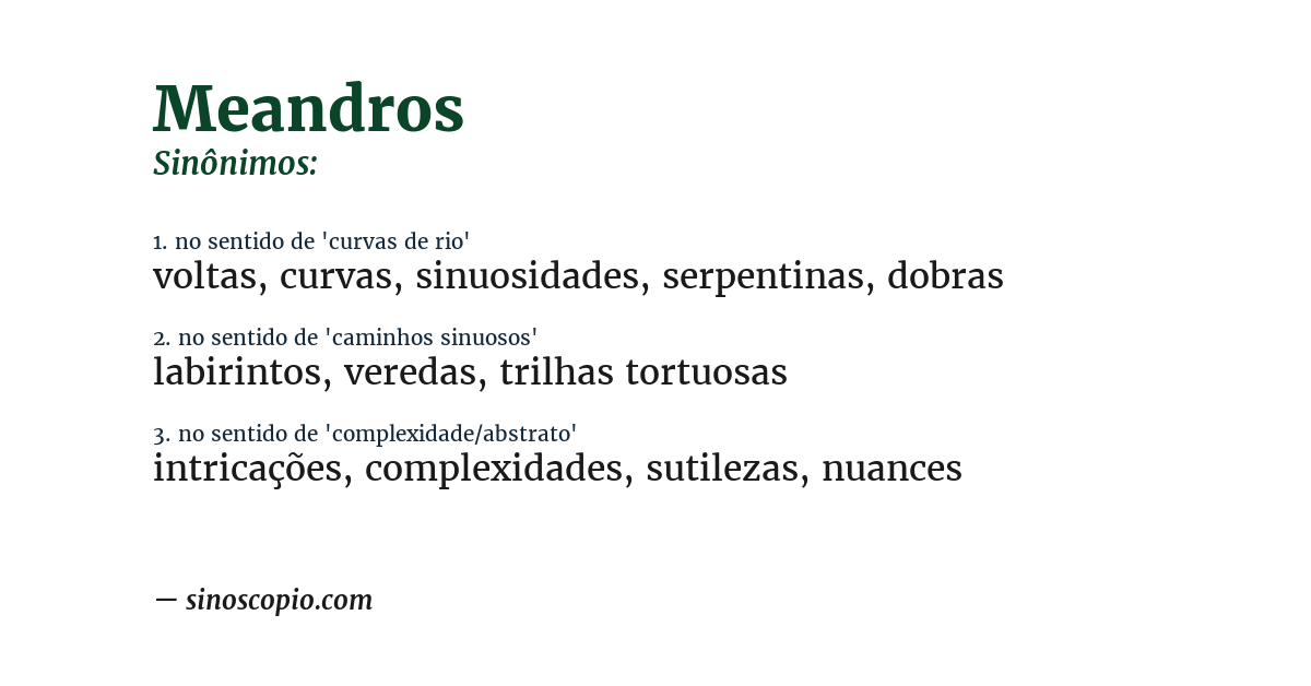 Sinônimo de meandros