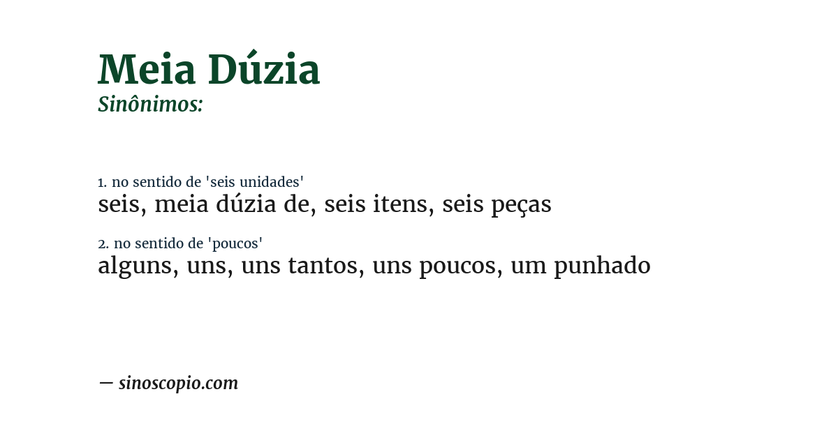 Sinônimo de meia dúzia
