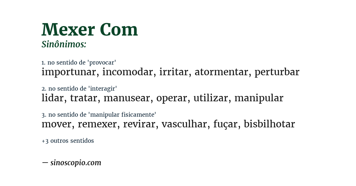 Sinônimo de mexer com
