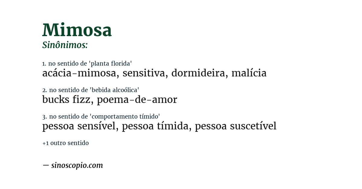 Sinônimo de mimosa