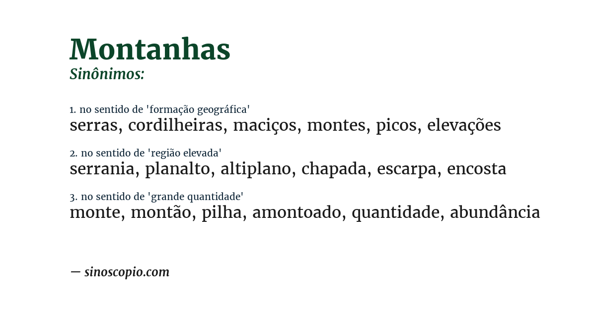 Sinônimo de montanhas