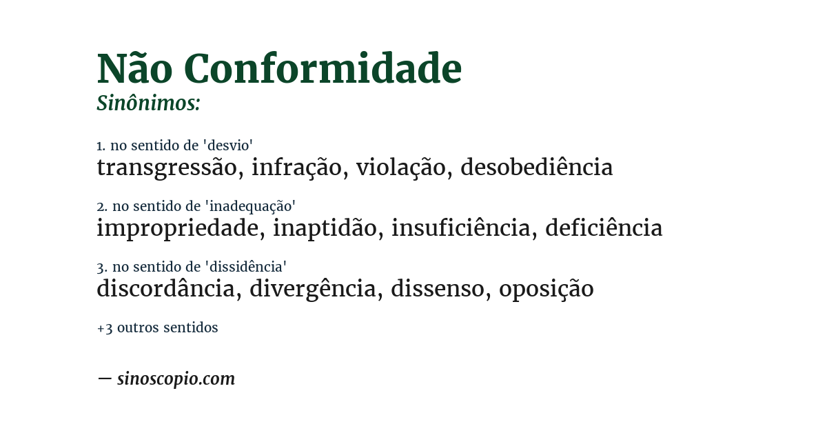 Sinônimo de não conformidade
