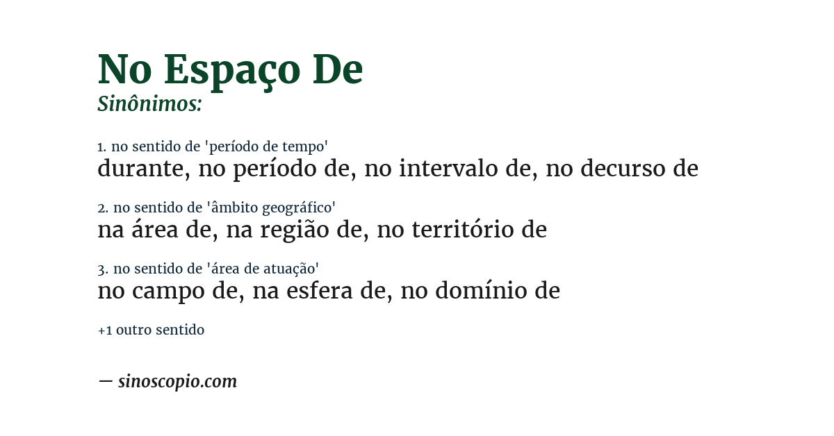 Sinônimo de no espaço de