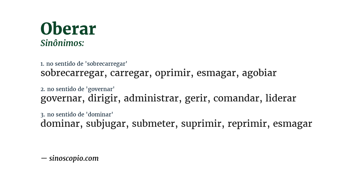 Sinônimo de oberar