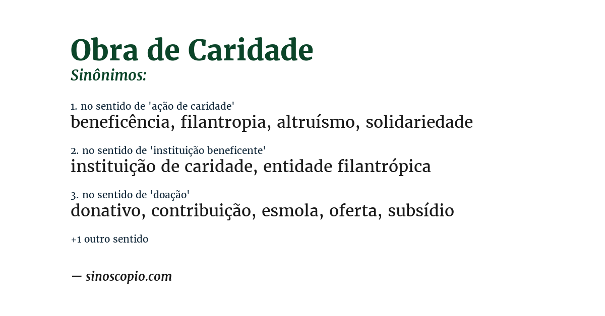 Sinônimo de obra de caridade