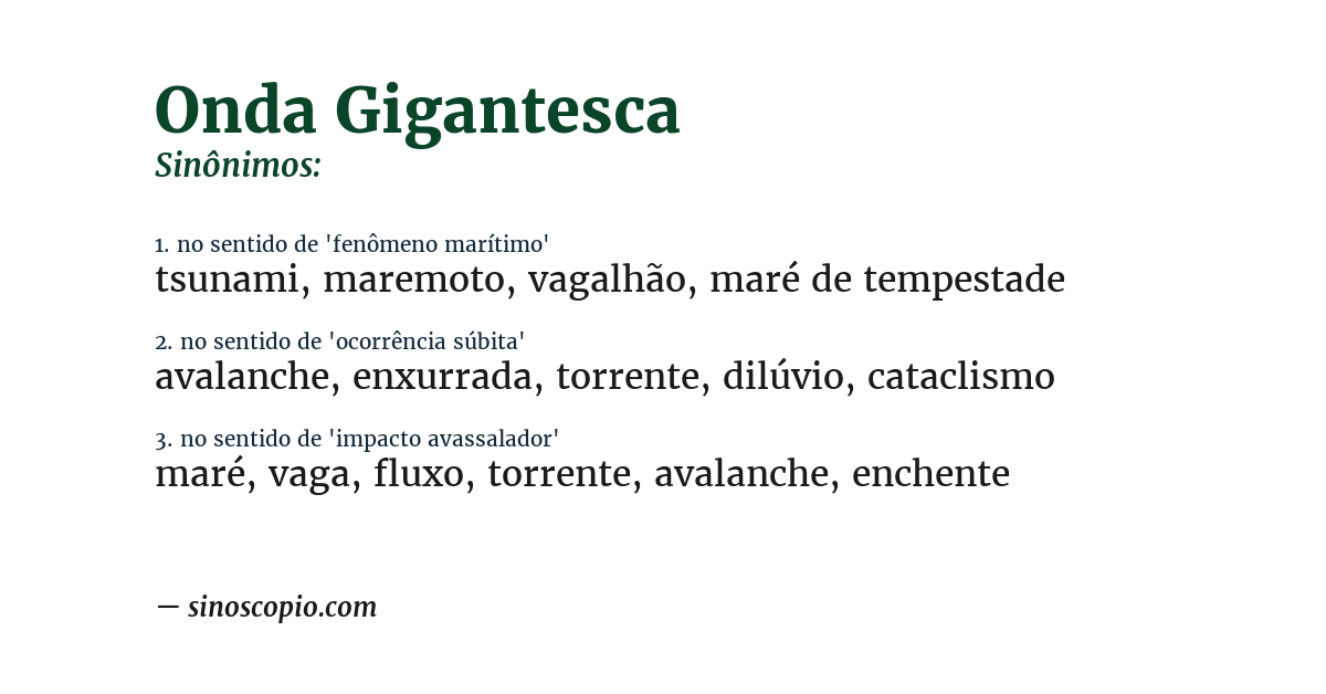 Sinônimo de onda gigantesca