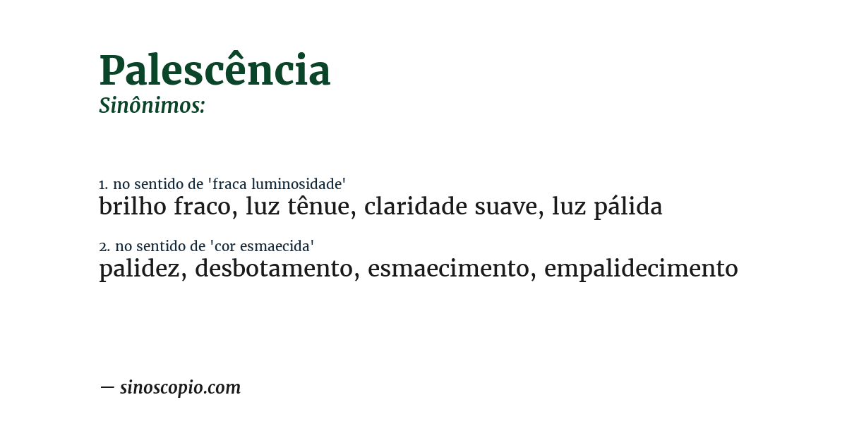Sinônimo de palescência