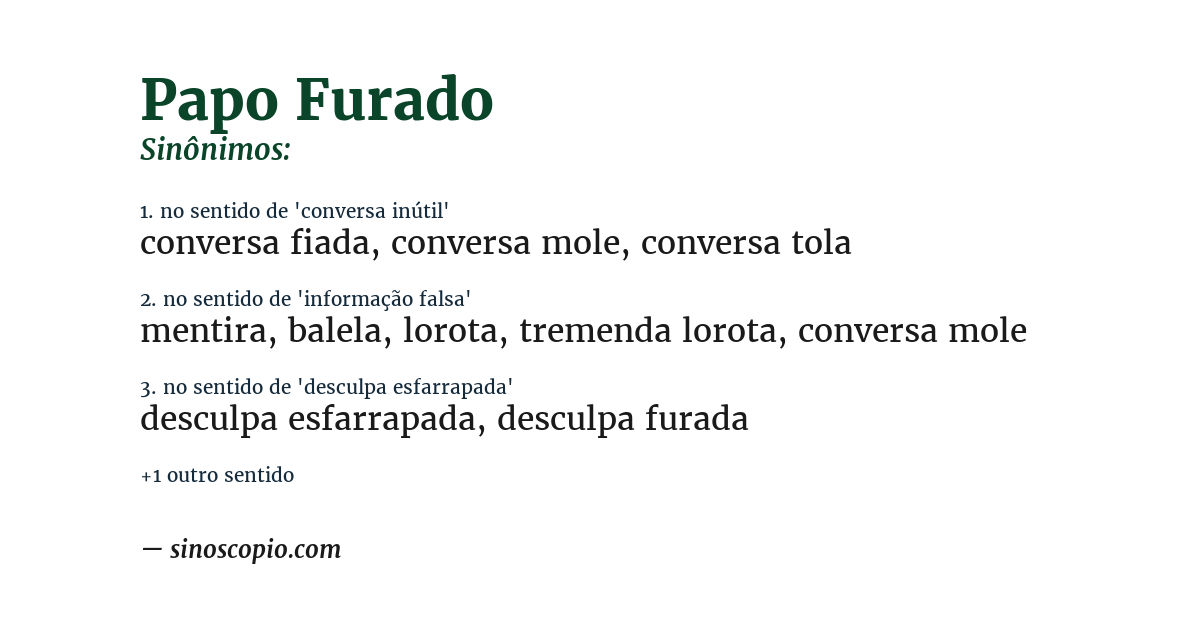 Sinônimo de papo furado