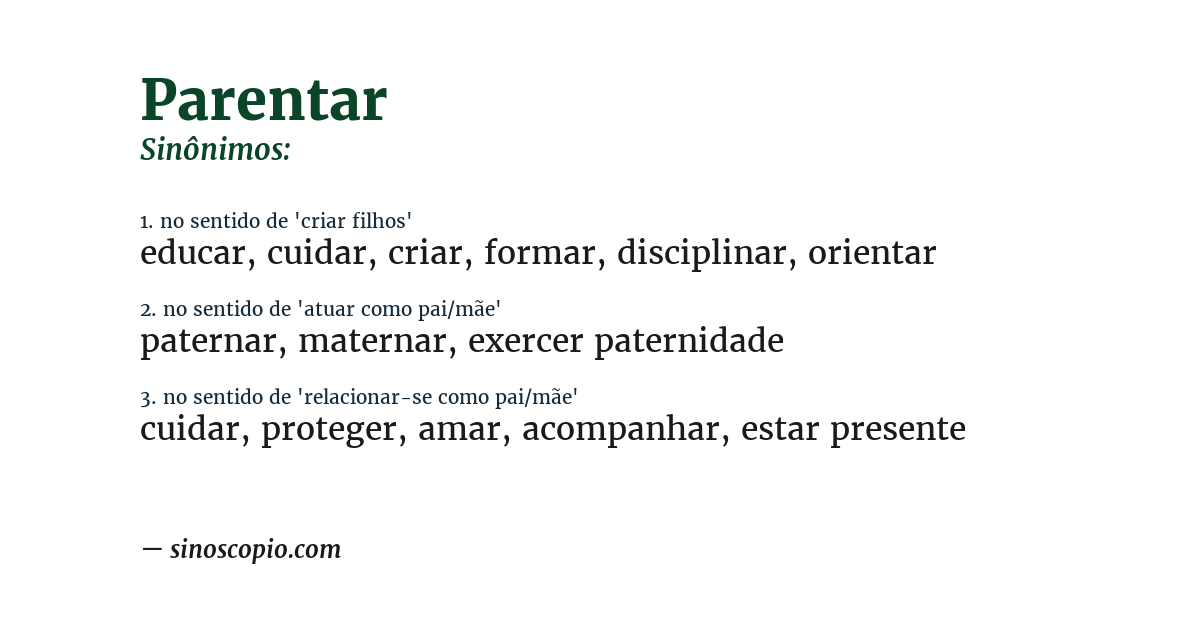 Sinônimo de parentar