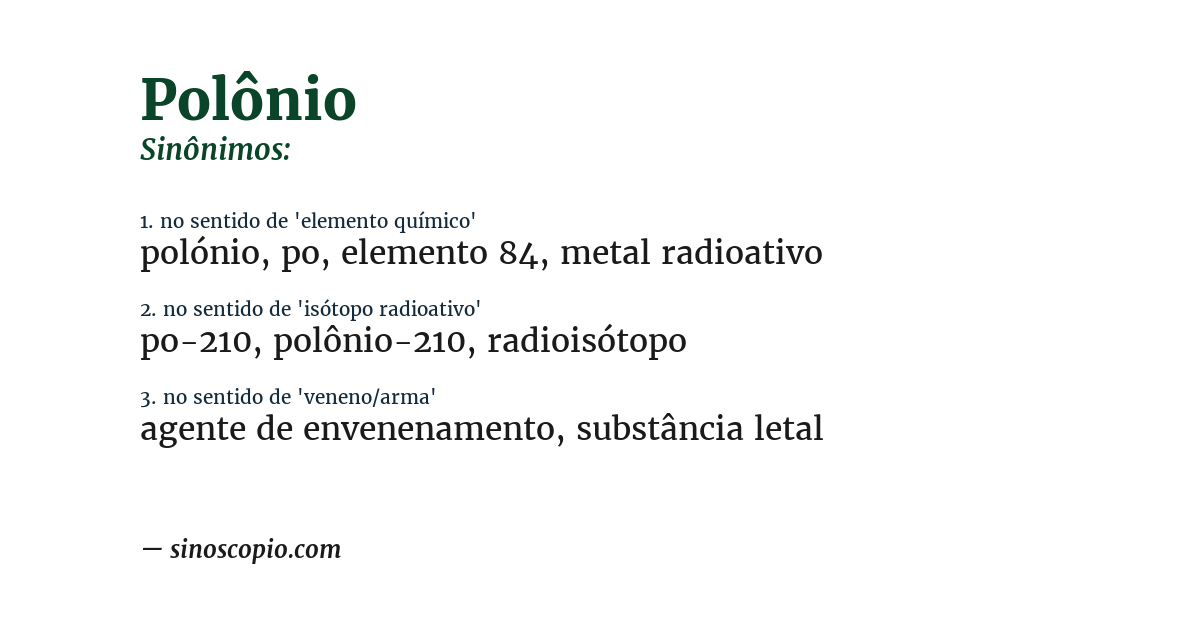 Sinônimo de polônio