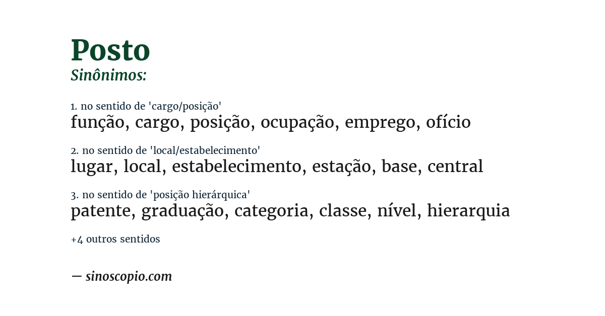 Sinônimo de posto