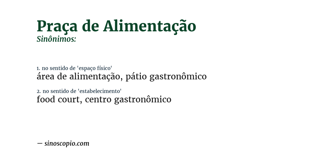 Sinônimo de praça de alimentação