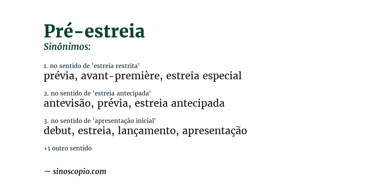 Sinônimo de pré-estreia
