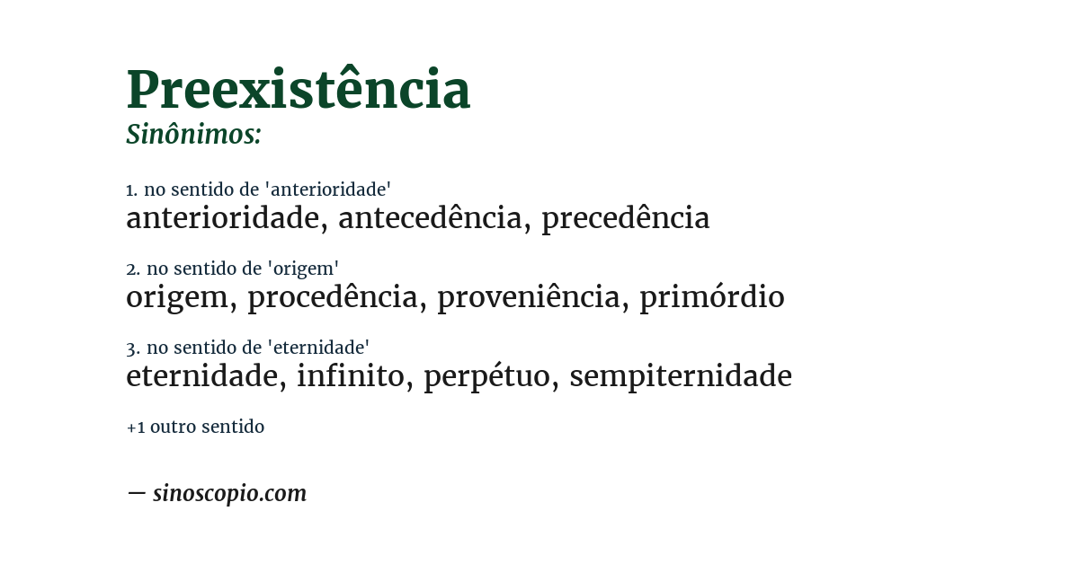 Sinônimo de preexistência
