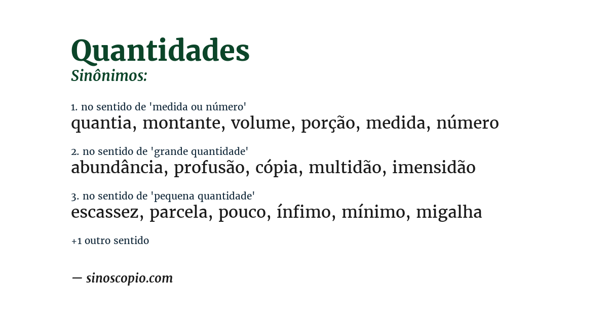 Sinônimo de quantidades