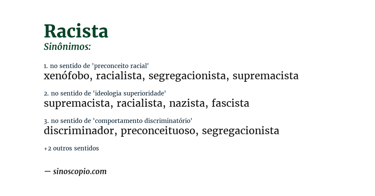 Sinônimo de racista