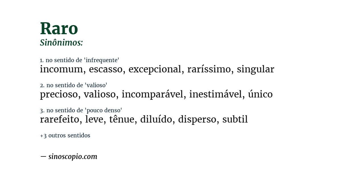 Sinônimo de raro
