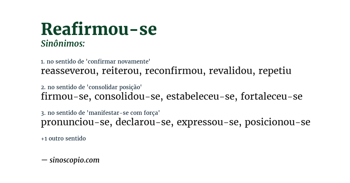 Sinônimo de reafirmou-se