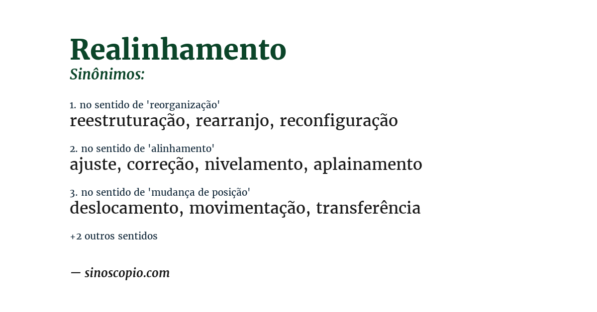 Sinônimo de realinhamento