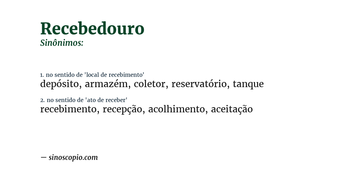 Sinônimo de recebedouro
