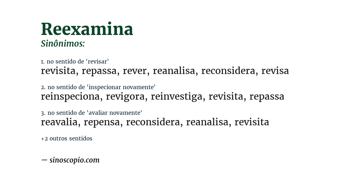 Sinônimo de reexamina