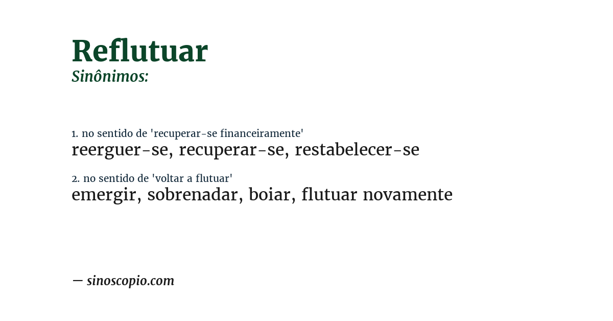 Sinônimo de reflutuar