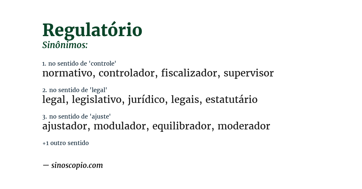 Sinônimo de regulatório