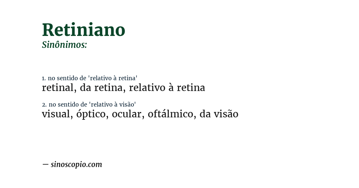 Sinônimo de retiniano