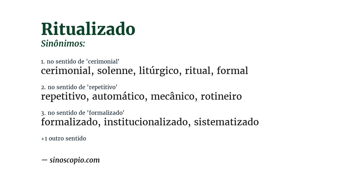 Sinônimo de ritualizado