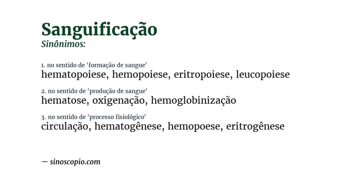Sinônimo de sanguificação