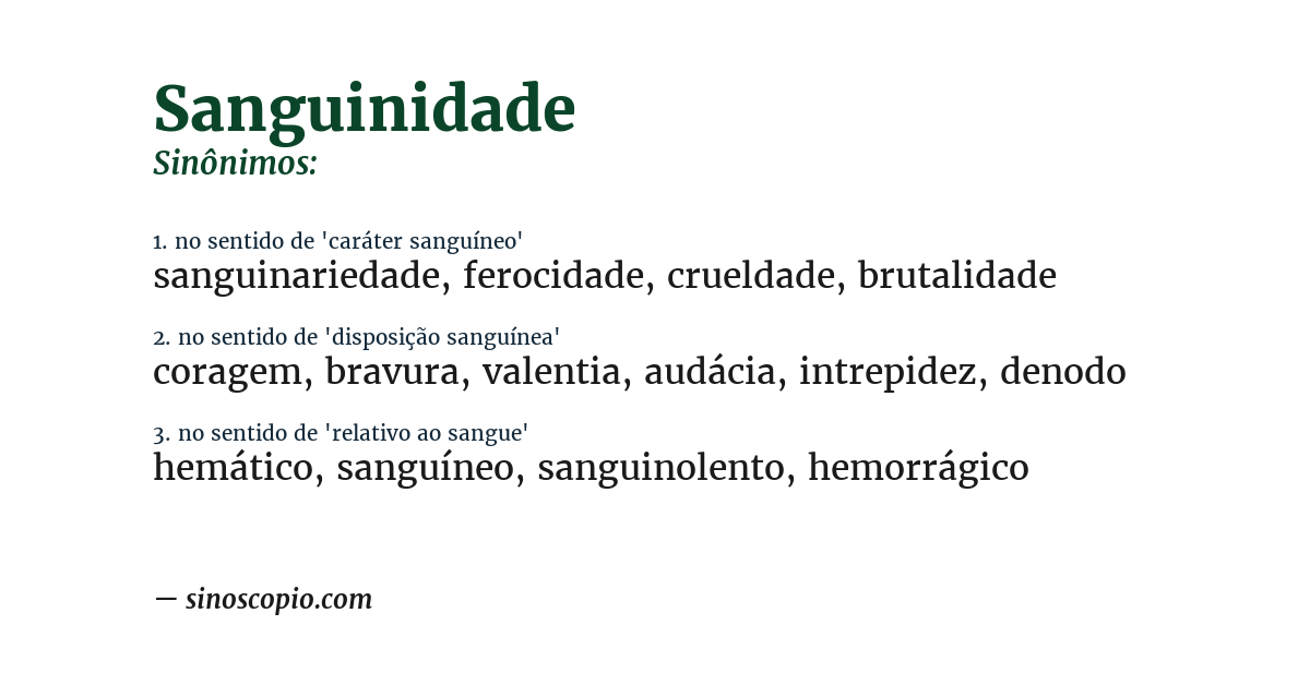 Sinônimo de sanguinidade