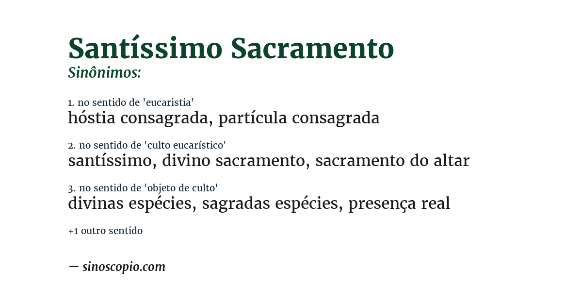 Sinônimo de santíssimo sacramento