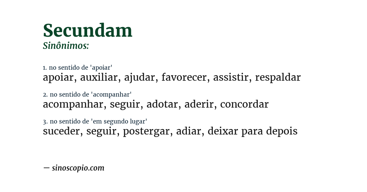 Sinônimo de secundam