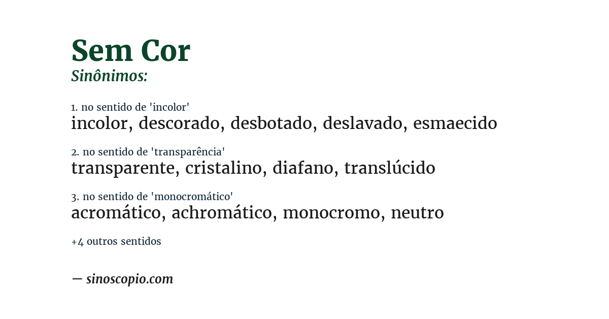 Sinônimo de sem cor