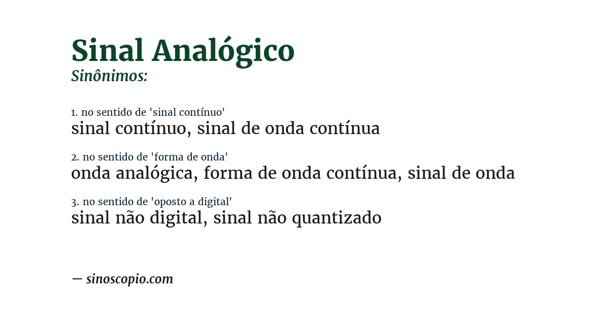 Sinônimo de sinal analógico