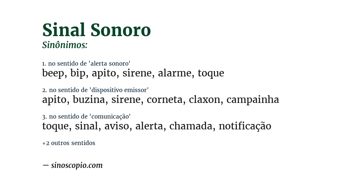 Sinônimo de sinal sonoro