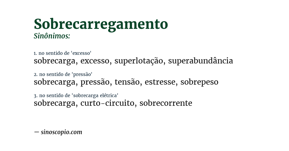 Sinônimo de sobrecarregamento